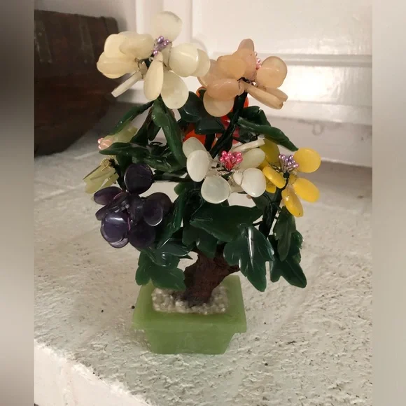 Vintage Chinese Jade Flowered Plant - Picture 2 of 6